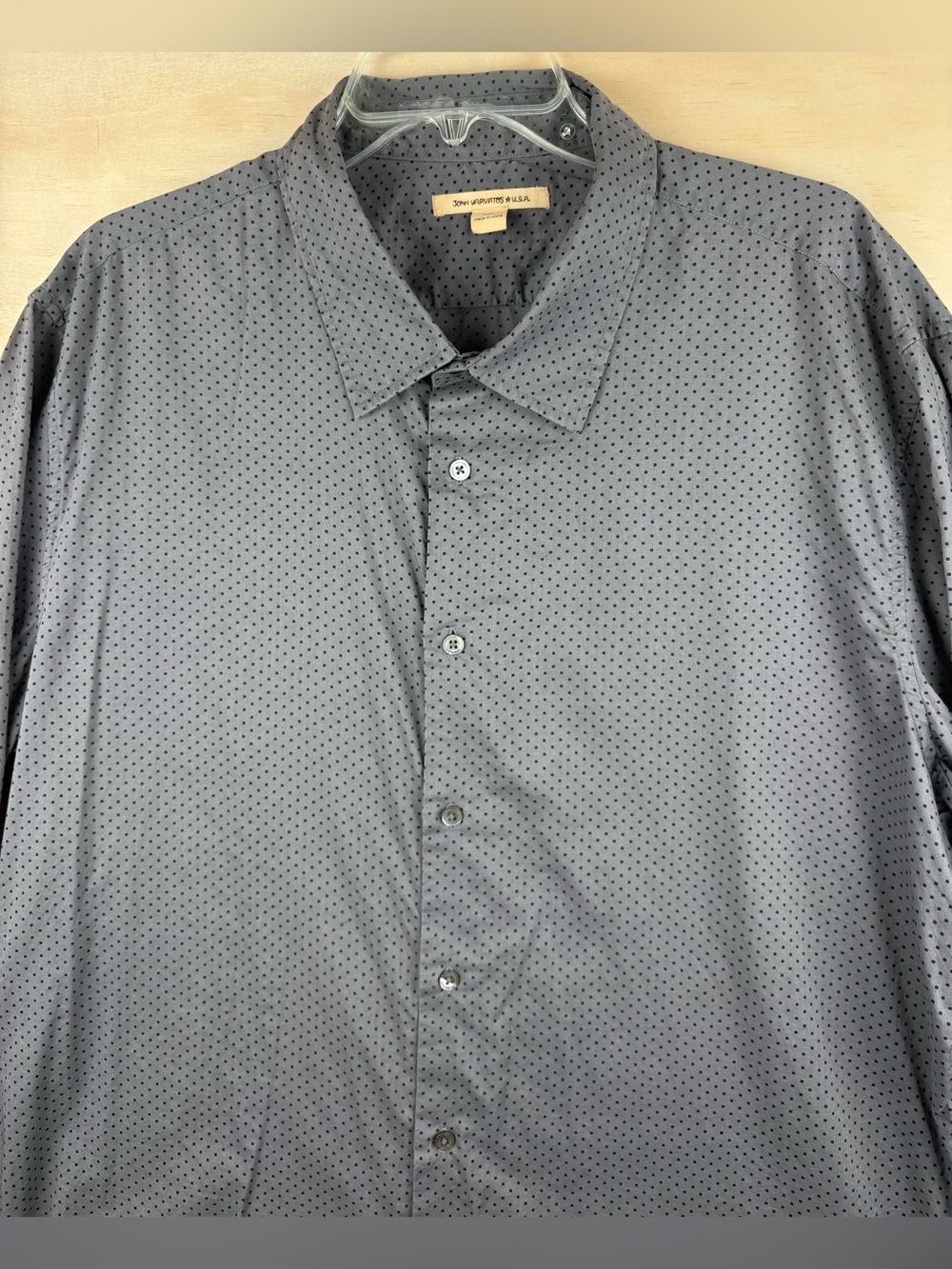 John Varvatos USA Shirt Button Down Mens XXL Gray Black Microdots 100% Cotton